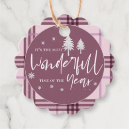 Etiquetas Para Lembrancinhas Hora Maravilhosa Do Ano De Natal Rosa-Xadrez