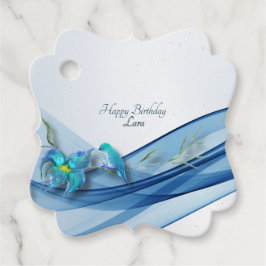 Etiquetas Para Lembrancinhas Hummingbird e ondas azuis