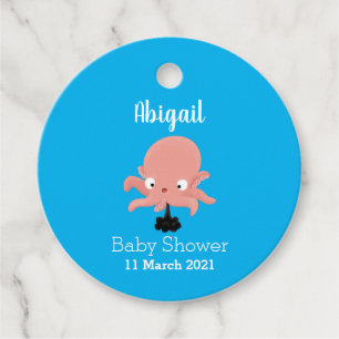 Etiquetas Para Lembrancinhas Humor de desenho animado de polvos de bebê rosa 