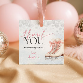 Etiquetas Para Lembrancinhas Ice Skating Teen Birthday Favor Tag - Pink Bow