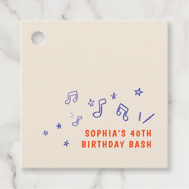 Etiquetas Para Lembrancinhas Ilustrações de Notas Musicais Caprichosas 40º Aniv (Frente)