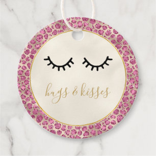 Etiquetas Para Lembrancinhas Impressão de Leopardo Rosa Dourada Eyelashes Preto