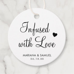 Etiquetas Para Lembrancinhas Infundido Com Amor Casamento Preto e Branco Modern