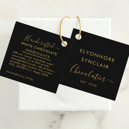 Etiquetas Para Lembrancinhas Ingredientes de Chocolate Branco Black Gold Script