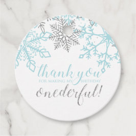 Etiquetas Para Lembrancinhas Inverno Onederland Floco de Neve Azul Prata