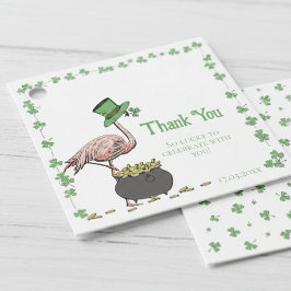 Etiquetas Para Lembrancinhas Irish Shamrock Flamingo Thank You