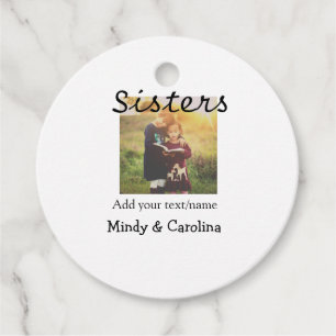Etiquetas Para Lembrancinhas Irmãs besties BFF adiciona nome de foto família