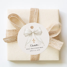 Etiquetas Para Lembrancinhas Ivory bow pearls First Holy Communion DIY