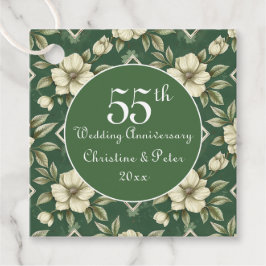 Etiquetas Para Lembrancinhas Ivory Floral e Aniversário do Casamento Emerald