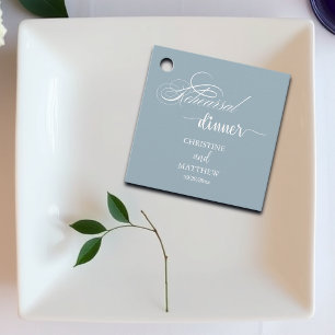 Etiquetas Para Lembrancinhas Jantar de Ensaios Elegante Caligrafia Azul Empoeir