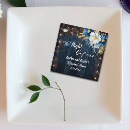 Etiquetas Para Lembrancinhas Jantar de Ensaios Floral Branco de Madeira Azul Rú