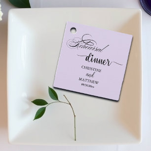 Etiquetas Para Lembrancinhas Jantar de Rehearsal com Caligrafia Elegante Roxo C