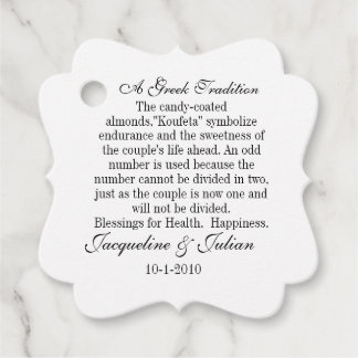 Etiquetas Para Lembrancinhas Jordan Almond Favor Tags, Greek Tradition Gift Tag