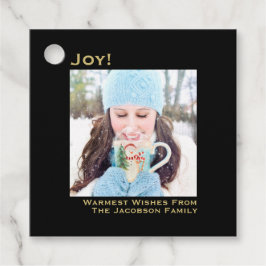 Etiquetas Para Lembrancinhas Joy Simple Black & Dourado Minimalist Foto do Nata