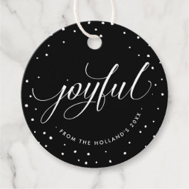 Etiquetas Para Lembrancinhas JOYFUL CHRISTMAS GIFT elegante caligrafia negra