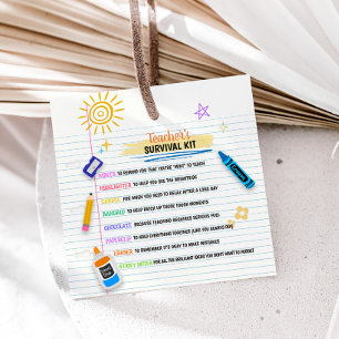 Etiquetas Para Lembrancinhas Kit de Sobrevivência do Professor de volta à Praça