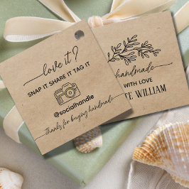 Etiquetas Para Lembrancinhas Kraft Laurel artesanal com amor, snap e compartilh