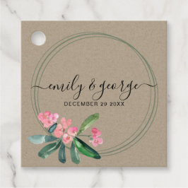 ETIQUETAS PARA LEMBRANCINHAS KRAFT PINK CRISTO THORN CACTI BLOOM WREATH CASAMEN