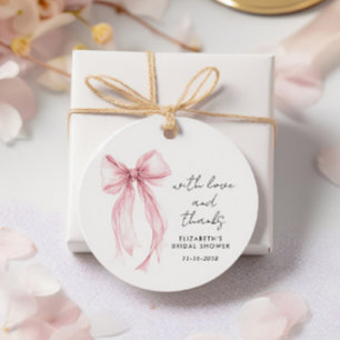 Etiquetas Para Lembrancinhas Laço Pink Coquette Noiva Obrigado Chuveiro