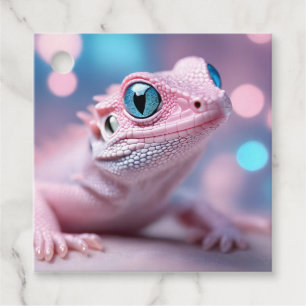 Etiquetas Para Lembrancinhas Lagarto Rosa Bonito com Olhos Azuis Grandes