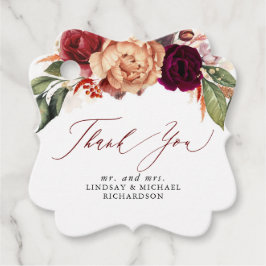 Etiquetas Para Lembrancinhas Laranja e Vermelho Borgonha Floral Outono Agradeci