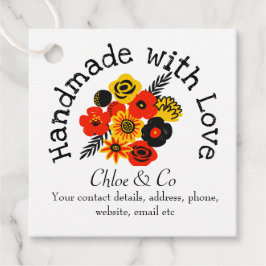 Etiquetas Para Lembrancinhas Laranja, Flor Amarelo Feita À Mão Com Amor Obrigad