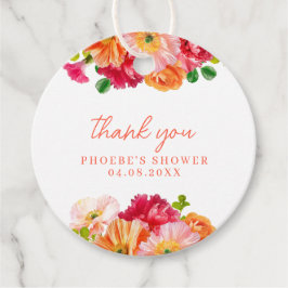 Etiquetas Para Lembrancinhas Laranja Fofo e Rosa Floral Vibrante Chá de Noiva