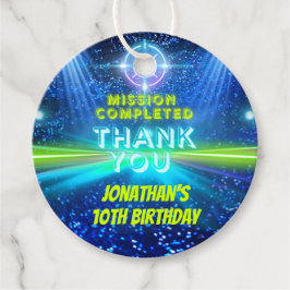 Etiquetas Para Lembrancinhas Laser Tag Blue Green Neon Glow Boys Muito Obrigado