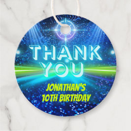 Etiquetas Para Lembrancinhas Laser Tag Gaming Blue Green Neon Glow Obrigado