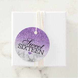 Etiquetas Para Lembrancinhas Lavanda Cintilação Negra/Marble Sweet 16
