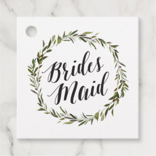Etiquetas Para Lembrancinhas Leafy Green Watercolor Wreath Script Bridesmaid