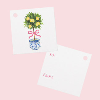 Etiquetas Para Lembrancinhas Lemon Topiary with Pink Bow Gift Tags