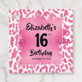 Etiquetas Para Lembrancinhas Leopardo rosa 16.º Aniversário Personalizado