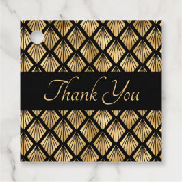 Etiquetas Para Lembrancinhas Leques Geométricos Elegantes em Dourado e Preto no