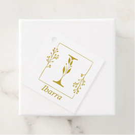 Etiquetas Para Lembrancinhas Letra Botânica Dourada Moderna I Personalizada