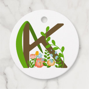 Etiquetas Para Lembrancinhas Letra maiúscula K monograma floral