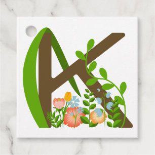 Etiquetas Para Lembrancinhas Letra maiúscula K monograma floral