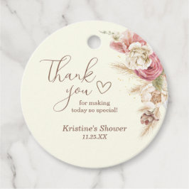 Etiquetas Para Lembrancinhas Light Beige Boho Floral Obrigado Chá de fraldas