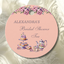 Etiquetas Para Lembrancinhas Lilac Peach Floral Tea Bridal Shower Thank You