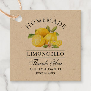 Etiquetas Para Lembrancinhas Limões de aquarela Limoncello Obrigados Kraft Tag