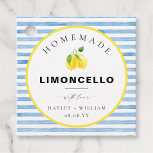 Etiquetas Para Lembrancinhas Limoncello com Faixa de Aquarela Azul