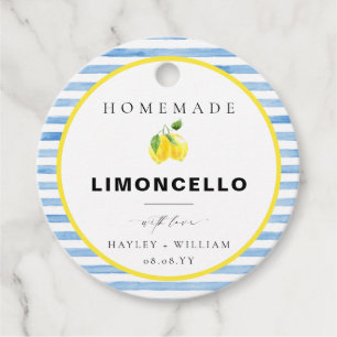 Etiquetas Para Lembrancinhas Limoncello com Faixa de Aquarela Azul