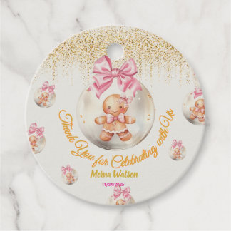 Etiquetas Para Lembrancinhas Linda Menina de Pão de Mel Rosa Enfeite de Natal B