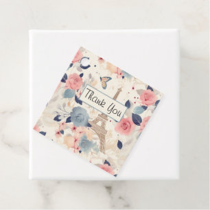 Etiquetas Para Lembrancinhas Lindas Flores e Torre Eiffel Paris Obrigado