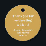 Etiquetas Para Lembrancinhas Lindo agradecimento personalizado para chá de bebê<br><div class="desc">Etiquetas de agradecimento personalizadas modernas e fofas para chá de bebê amarelo empoeirado</div>