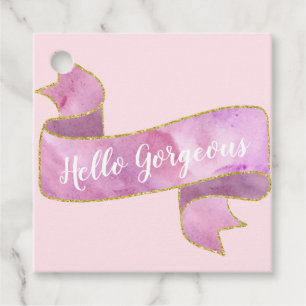 Etiquetas Para Lembrancinhas Lindo Rosa Bege Hello Magnífico Laço Dourado
