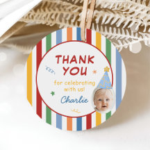 Listras Coloridas Menino Aniversário de 1 Ano Foto