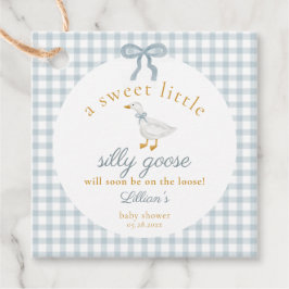 Etiquetas Para Lembrancinhas Little Silly Goose Blue Gingham Baby Shower Tags
