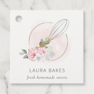 Etiquetas Para Lembrancinhas Logotipo de Chef Floral de Cor de Água com Whisk e
