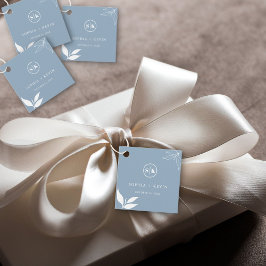 Etiquetas Para Lembrancinhas Logotipo de iniciais de folhas de galho minimalist
